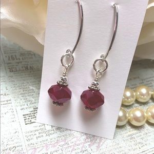 Lightweight red drop earrings marquis ear wire